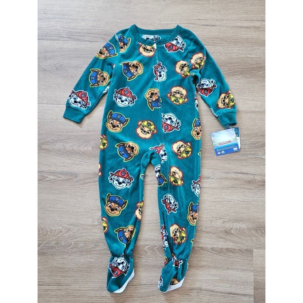 Paw Patrol Teal Kids One-Piece Footed Pajamas Size 4T